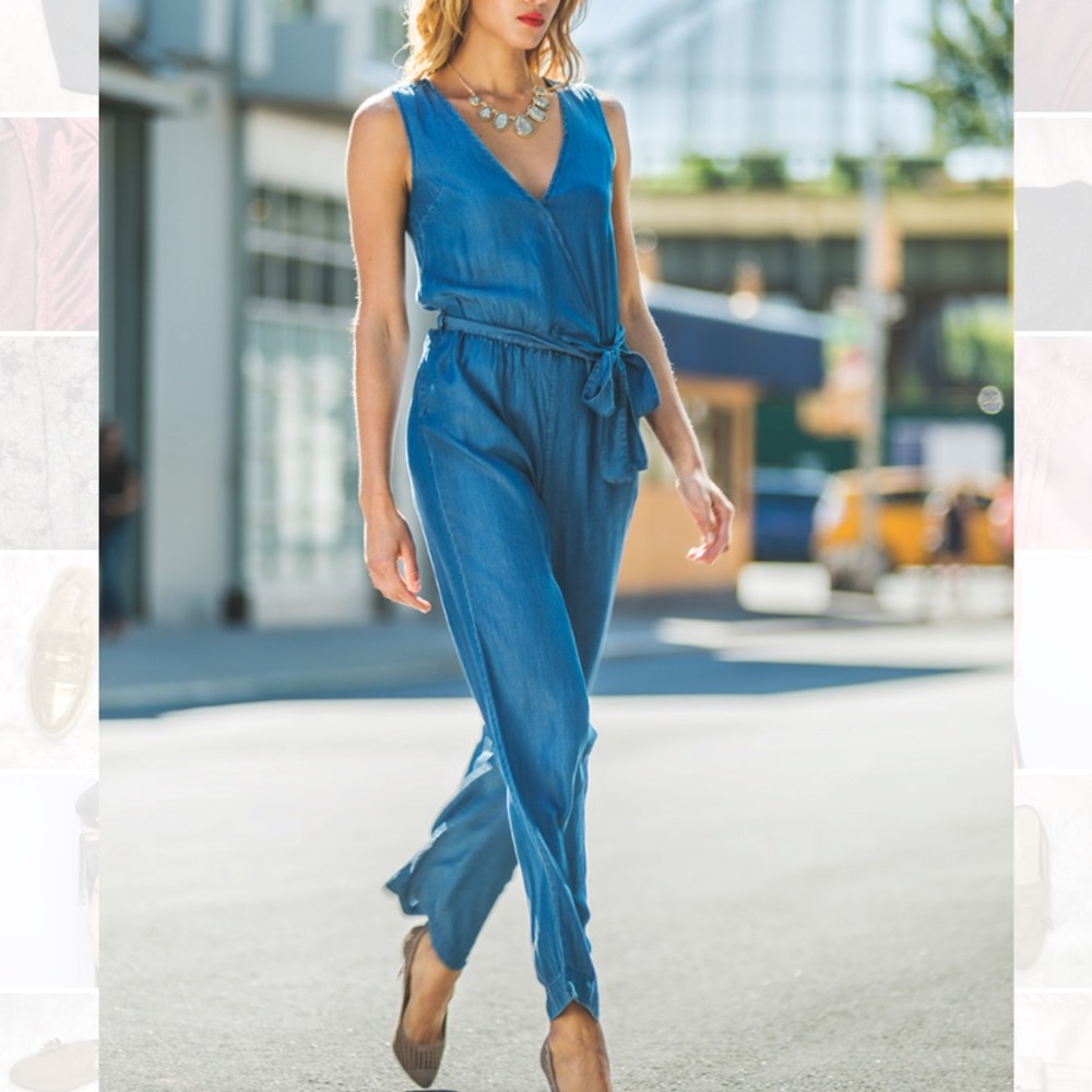 Alloy Apparel Tall Denim Sleeveless Jumpsuit